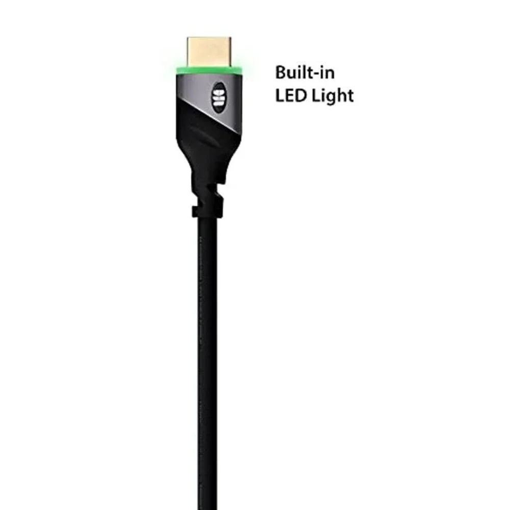Monster 6ft High Speed 4K Hdr Hdmi Cable with Built-in Green Led Light